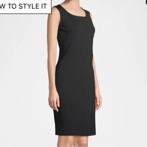 St John Milano Knit Scoop Neck Sheath Dress Womens 8 Black